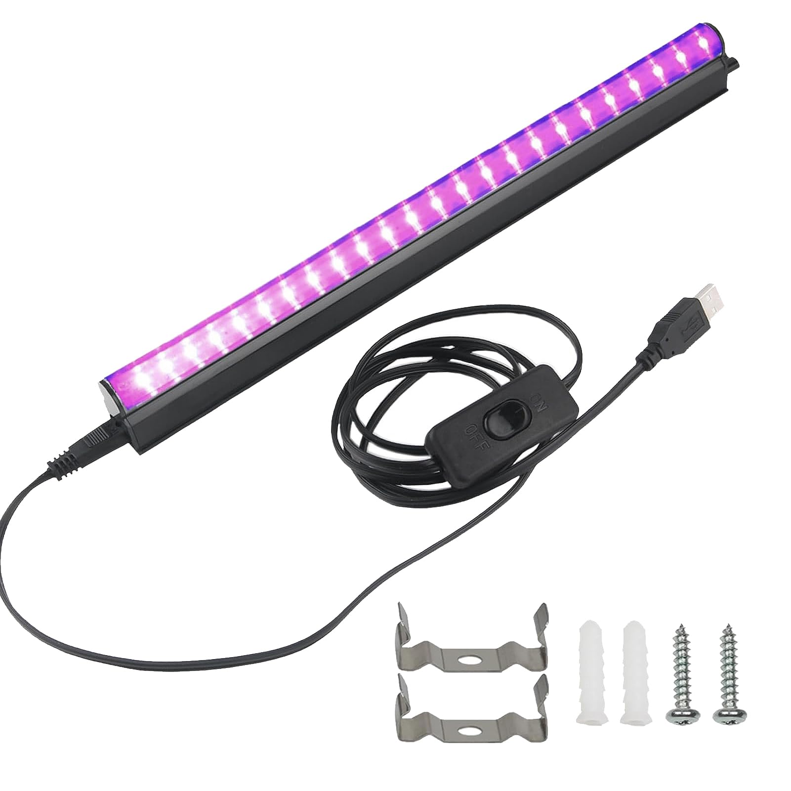 lvifloae LED Black Light Bar, 5V USB Blacklight Strip Light for Glow Party, Magnetic Black Light Strip Tube, Portable LED Black Light for Fluorescent Tapestry Poster Body Paint Chr