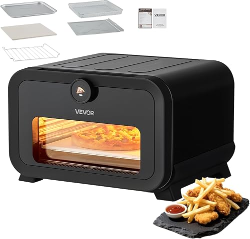 Miniatura 11 de VEVOR Horno de Pizza Eléctrico, Horno de Pizza de 12 Pulgadas para Encimera, Rango de Temperatura de 77 a 572°F, Horno para Pizzas de 1450W