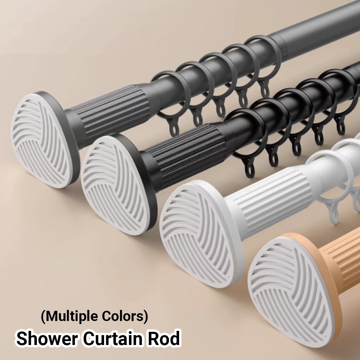 Tringle à Rideau Extensible Barre Douche Réglable Sans Percage 40-250 cm Tringle Télescopique Acier Inoxydable pour Armoire Portes Fenêtre(Blanc,(43-79")110-200cm)