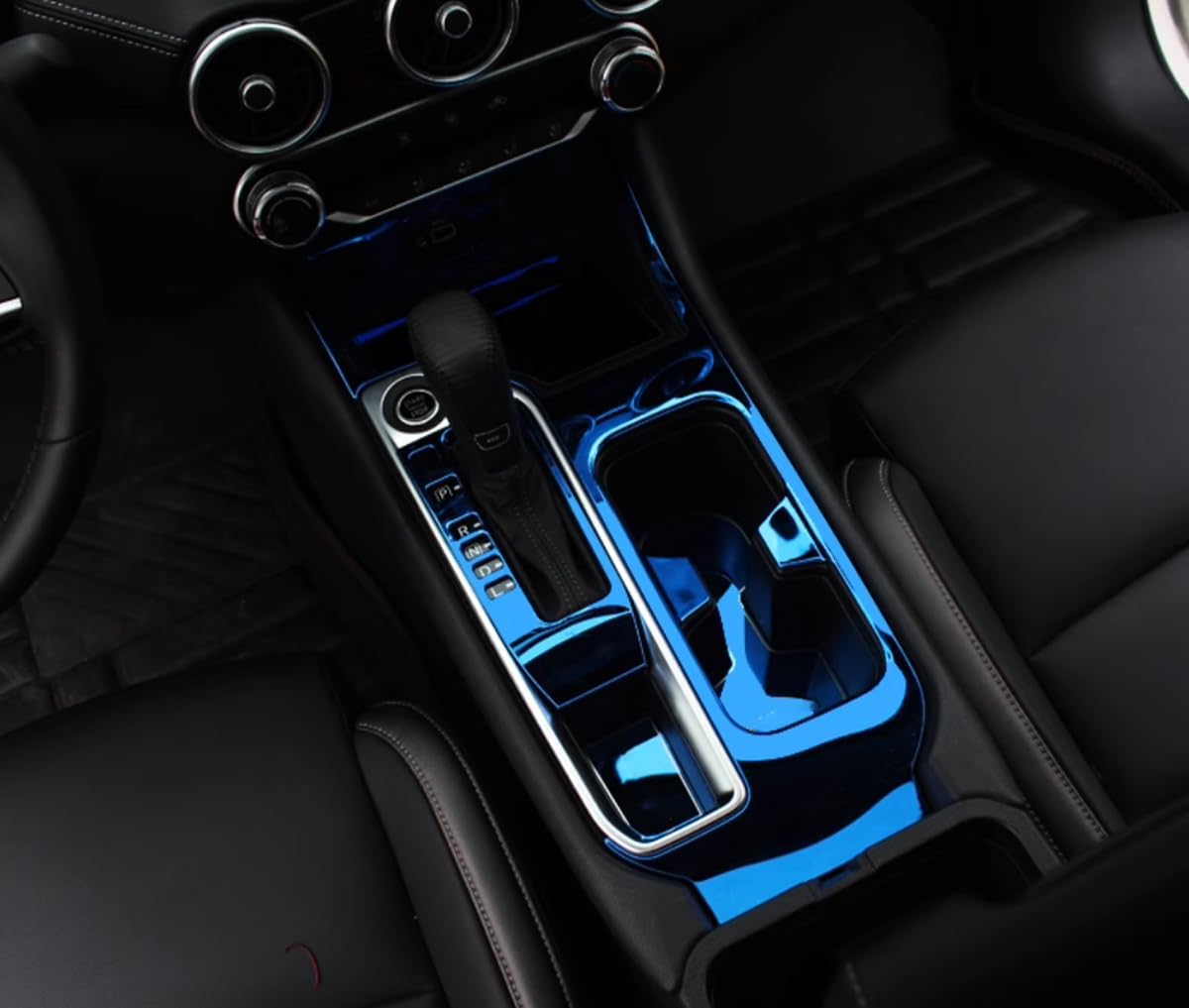 Car Accessories Fit for Nissan Sentra 2020 2021 2022 2023 2024 2025 Interior Gear Shift Panel Frame Cover Trim (Blue) 2PCS Stainless Steel