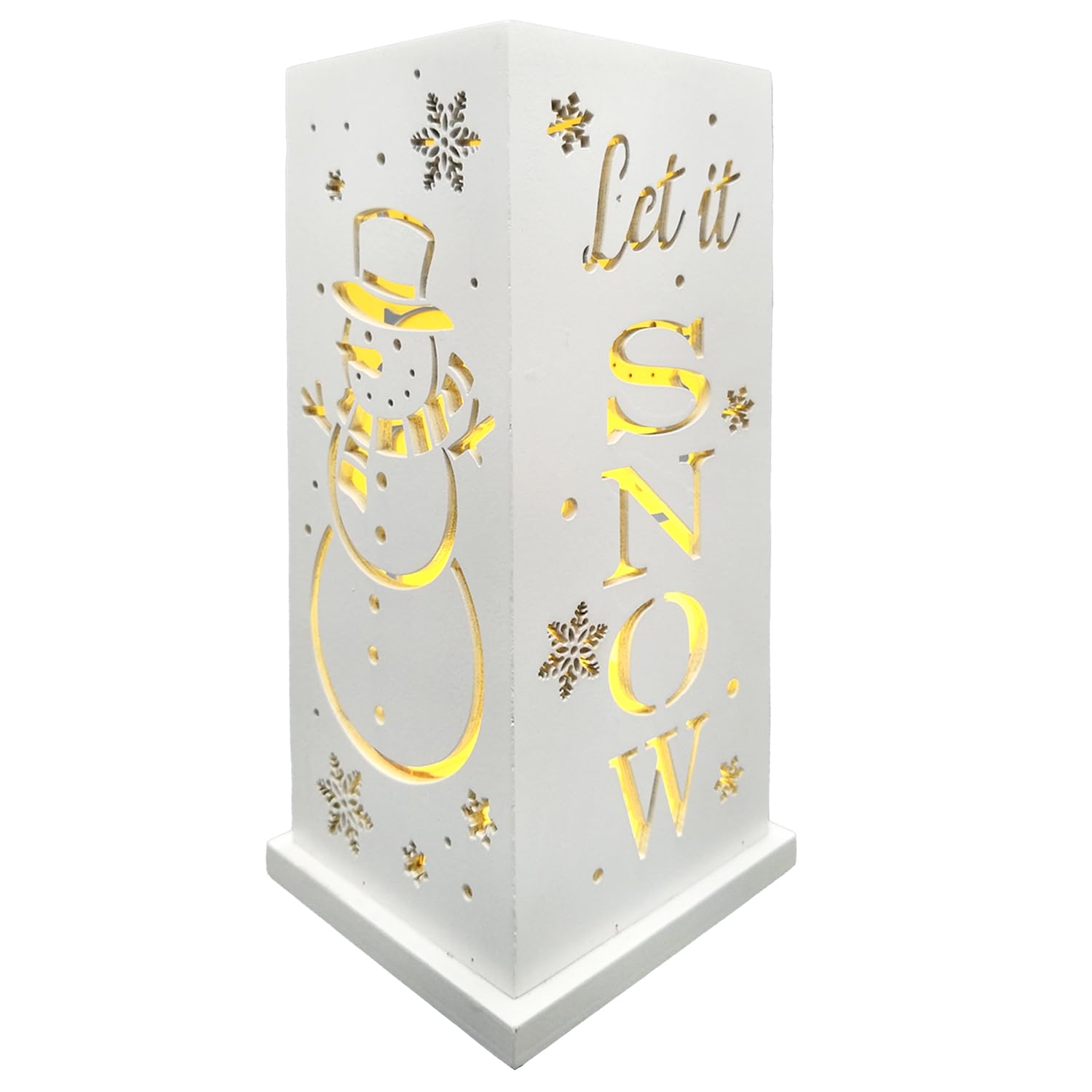 Christmas Decorations for Home LED Lighted Christmas Snowman Decor Hollow Out Farmhouse Wooden Table Sign Vintage Holiday Xmas Party Winter Tiered Tray Signs