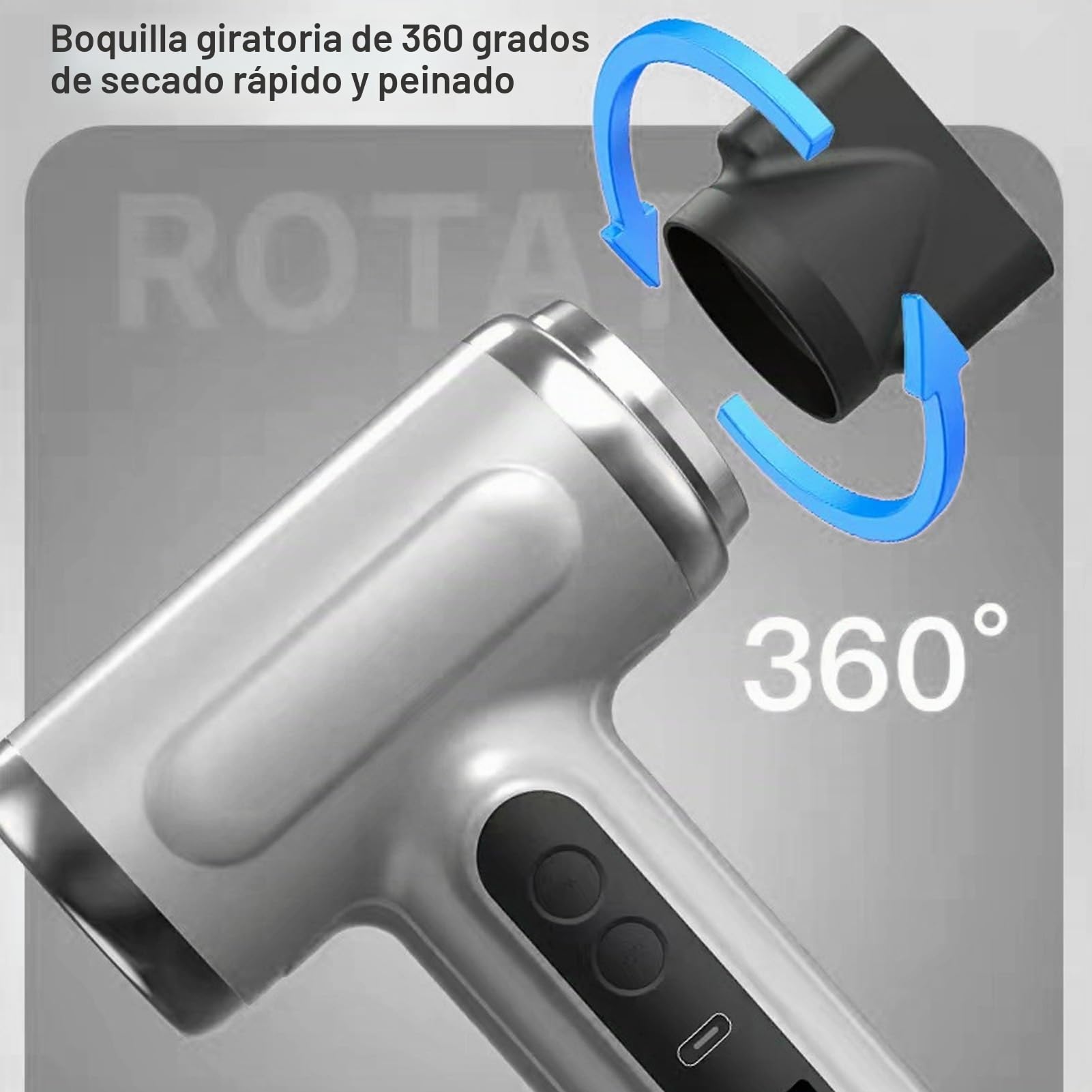 Greensen Secador de Pelo Portátil, Secador de Pelo Inalámbrico con Batería Recargable USB de 15600mAh y Potencia de 200W, para Uso en Viajes, Exterior y Hogar