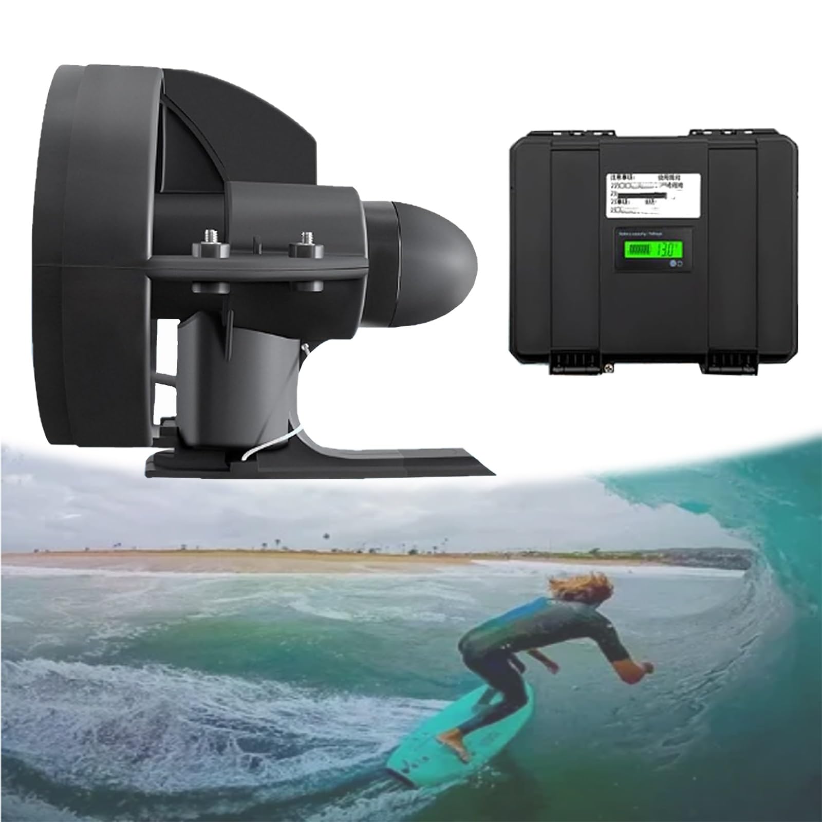 Impulsión eléctrica submarina para tabla de surf, motor hidrofóbico con anillo protector, accionamiento compacto resistente al agua, fácil instalación, ideal para tabla de surf, esquí acuático y