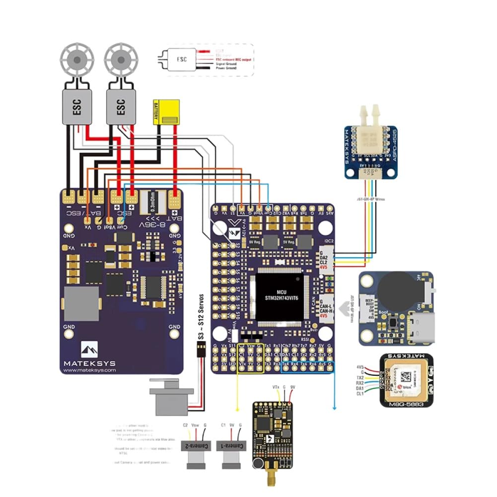 Kontroler lotu H743-WING V3 3-8S STM32H743VIT6 z OSD Baro kompatybilny z dronem wieloobrotowym o stałym skrzydle