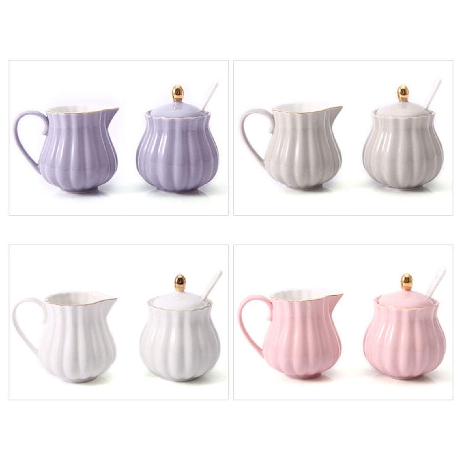 Ensemble de pichet à Lait en céramique européenne rétro pichet à sirop de café Nourriture Occidentale Forme de pichet à épices Pointu (Violet) (Roze)