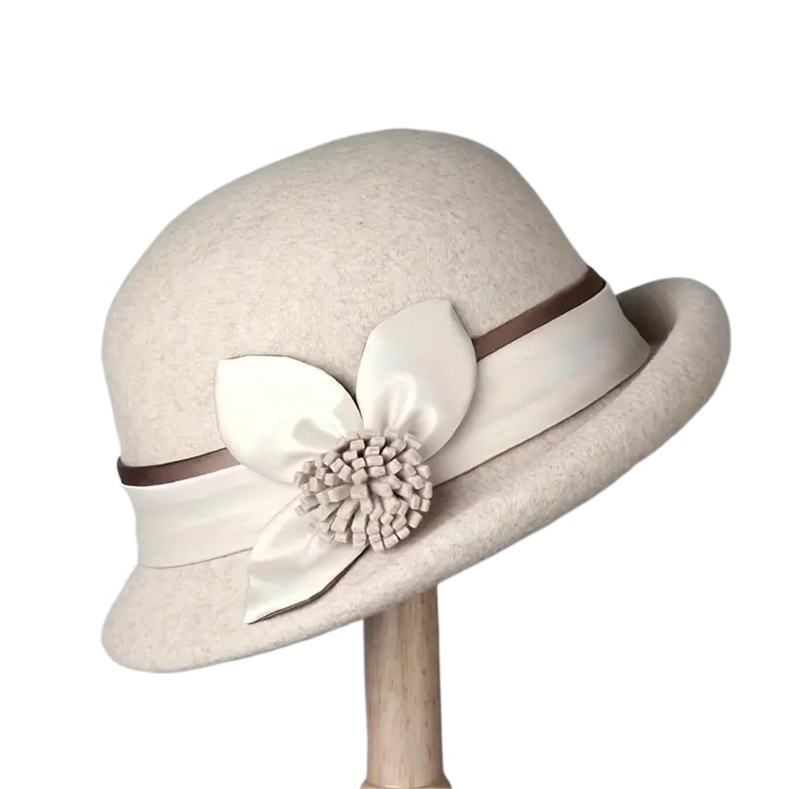 Bombetta Donna Cappello Fedora Francese in Tweed di Lana Vintage | Cappelli da donna eleganti in feltro con tesa arrotolata traspirante for donna autunno e inverno