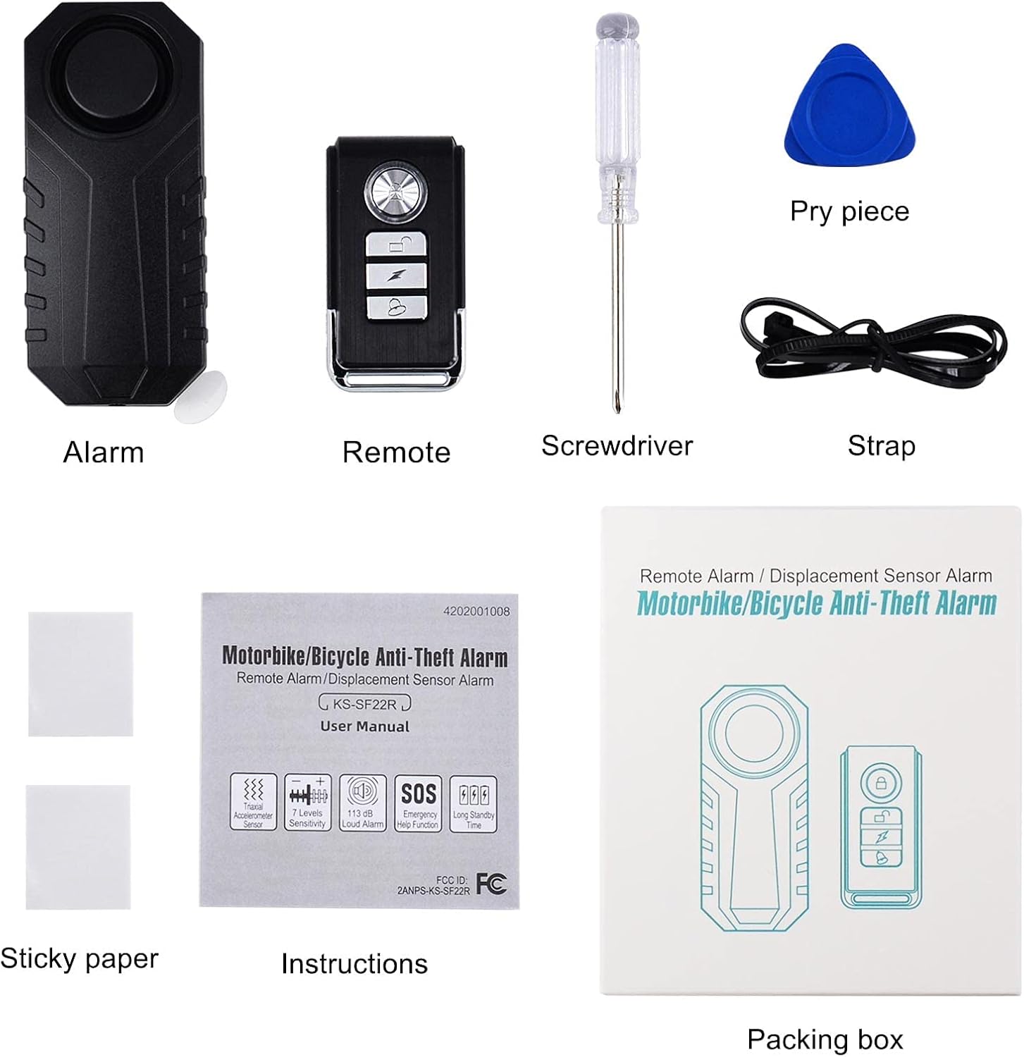 NineLeaf bike alarm package contents