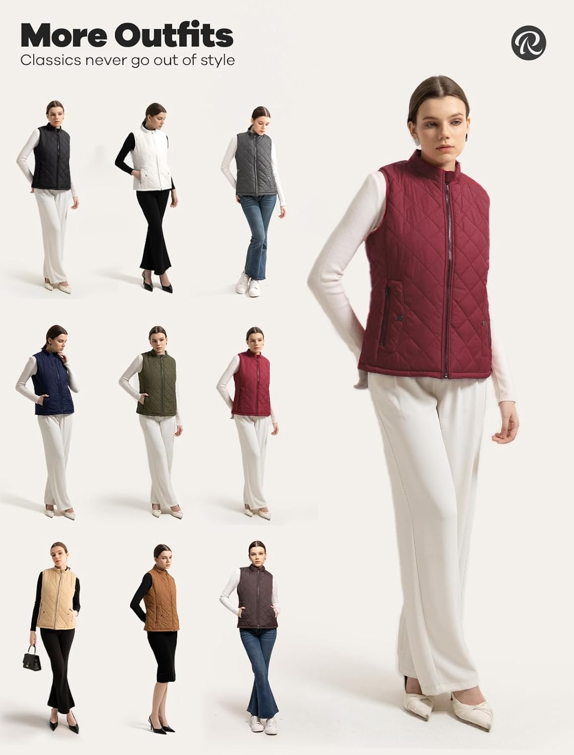 Women's Vest, Quilted Puffer Water-Resistant Zip With Pockets - Image 6