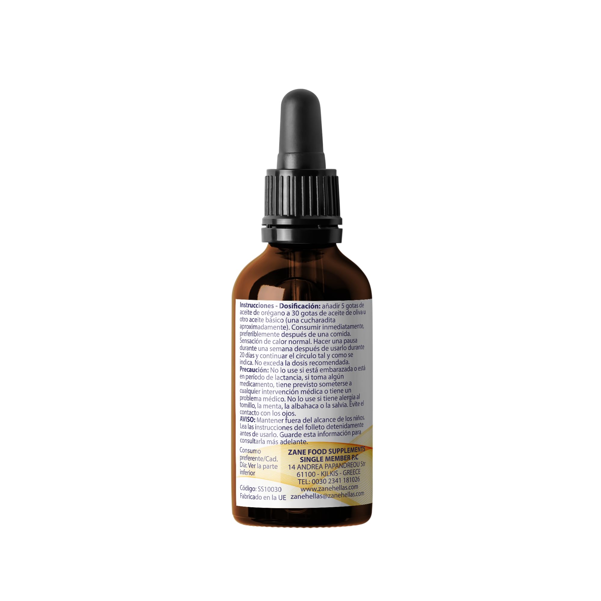 Zane Hellas 100% Aceite de orégano sin diluir - 86% Min Carvacrol. 164 mg de Carvacrol por porción. Probablemente el Mejor Aceite de orégano del Mundo. 30 ml.