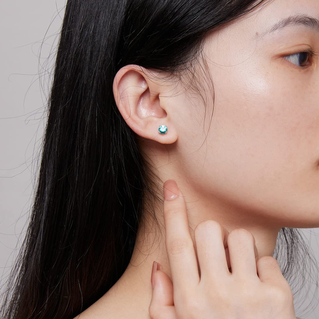 HHRFCS Orecchini a Bottone con zirconi cubici da 6 mm con Strass a Taglio Rotondo Orecchini ipoallergenici per Donne e Ragazze