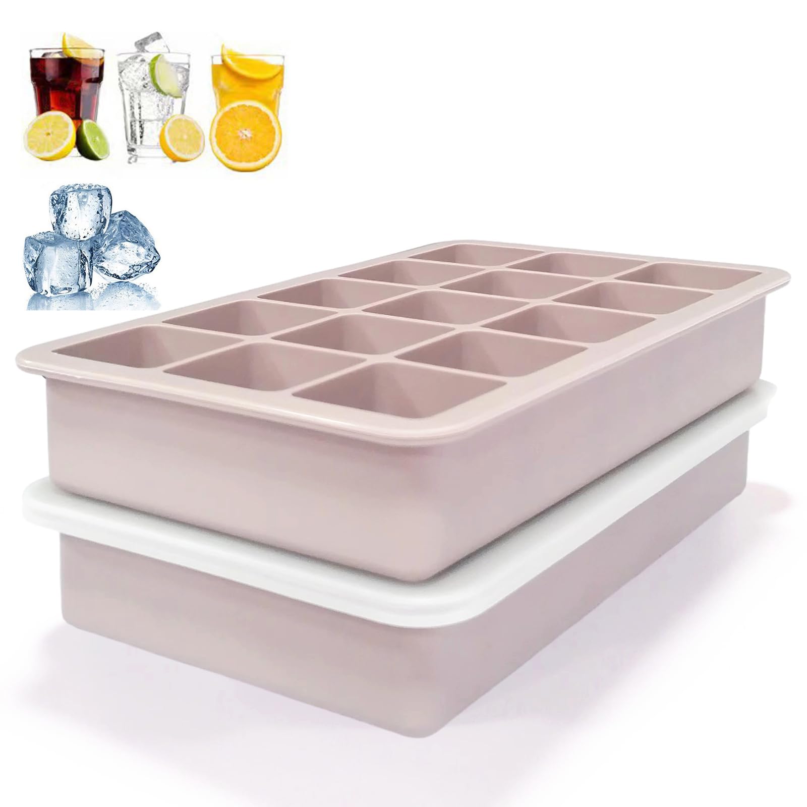 Silicone Ice Cube Tray 2 Pack, HANCELANT Ice Cube Mold, Ice Trays for Freezer with Lid for Whiskey, Baby Food, BPA Free, Easy Release