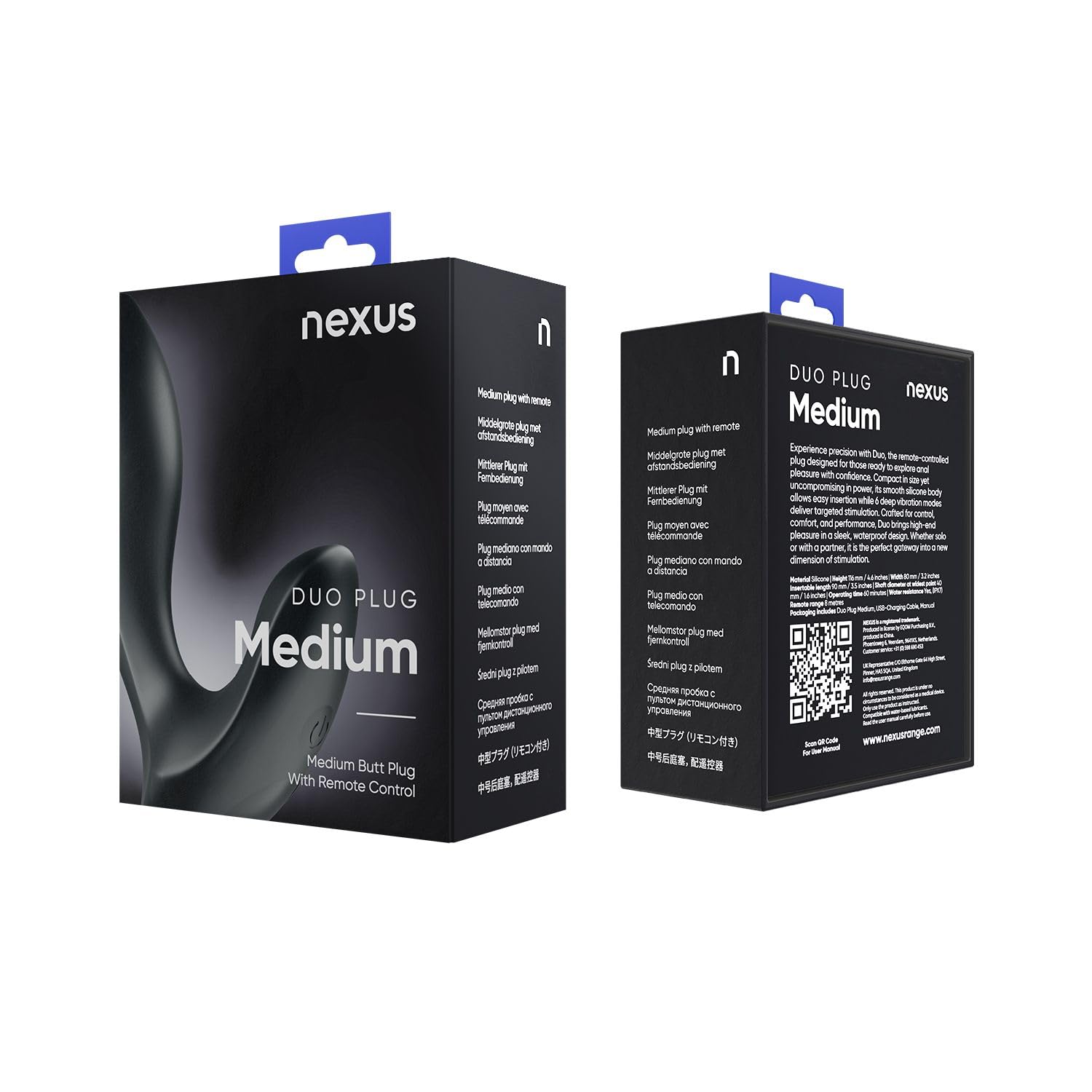 Nexus - Duo Remote Control Principiante Butt Plug Medium - Nero
