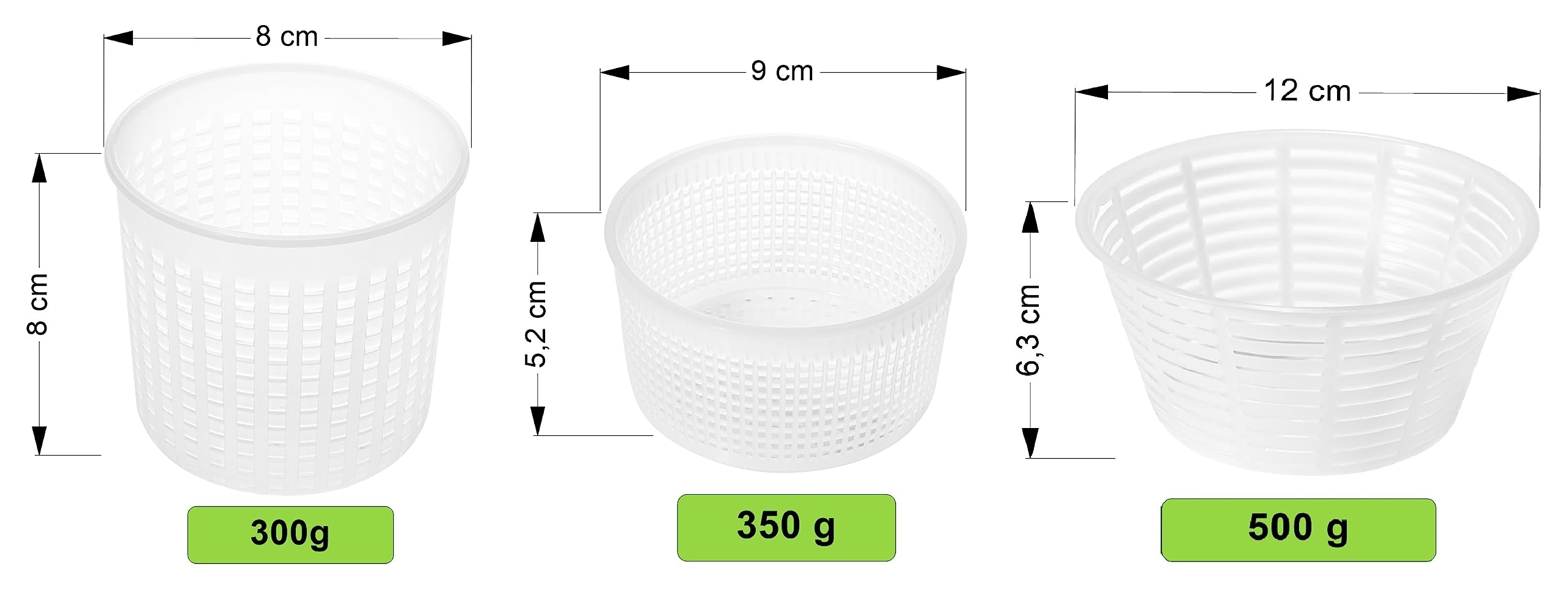 AlcoFermBrew Set di 20 Fuscelle per Formaggio - Forma plastica per formaggio - Kit stampi per formaggio freschi