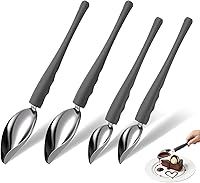 Vista 1 de Juego de 4 cucharas de decoración de dibujo de precisión culinaria profesional, cucharas multiusos de acero inoxidable para chef de dibujo
