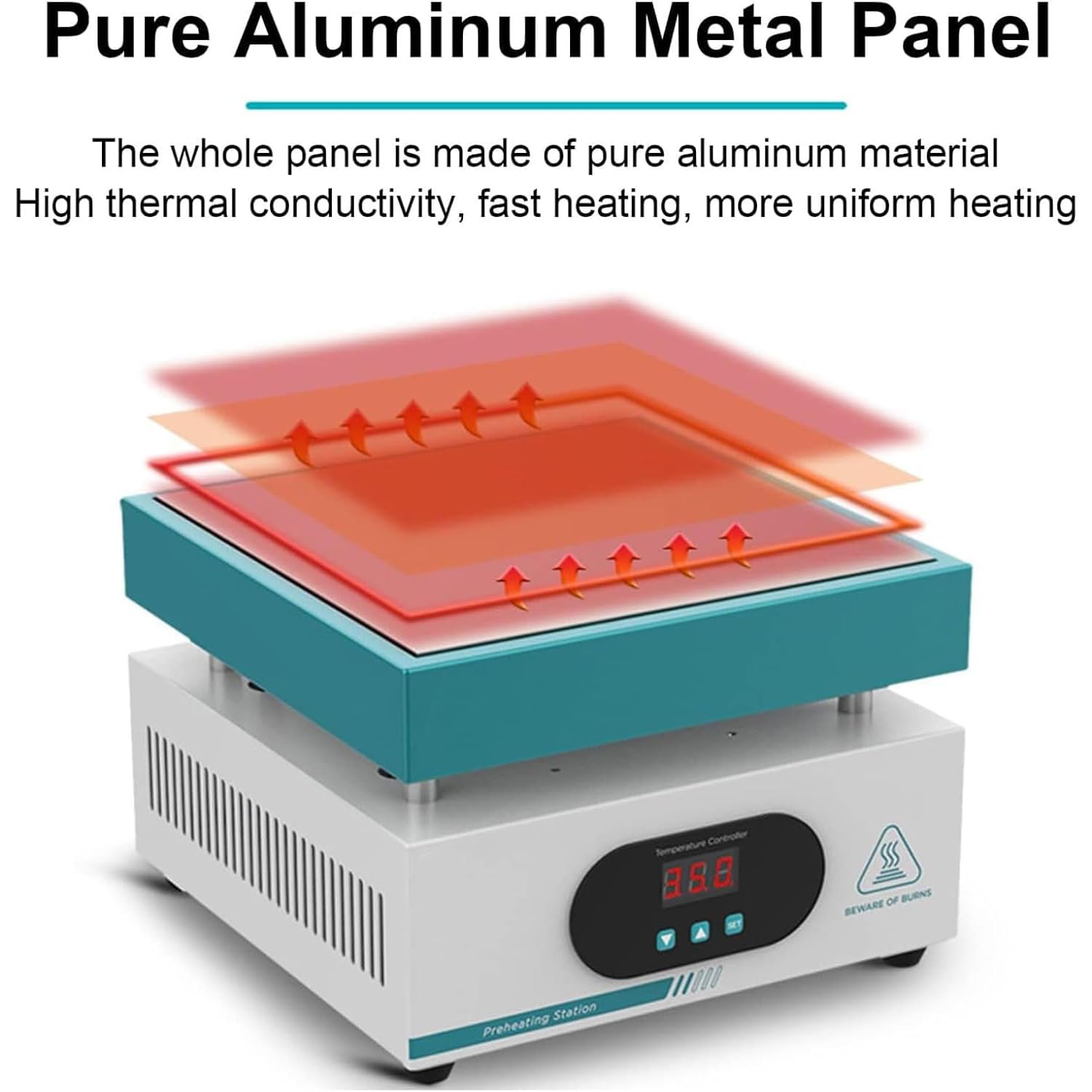 Estación De Precalentamiento De Placa Calefactora Electrónica, Placa De Soldadura De Precalentamiento De 600 W, Rango De Temperatura De 50 ℃ A 350 ℃, con Pantalla Digital Led, Área De