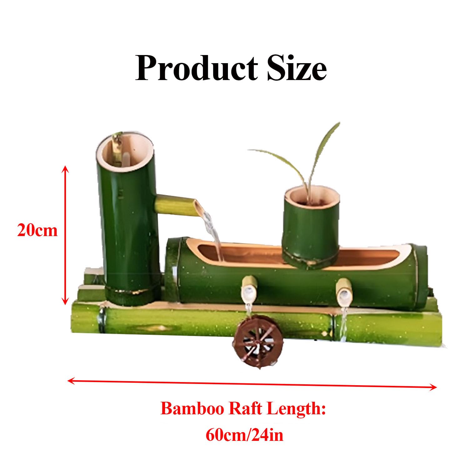Kit Pompa Acqua Solare Fai da Te, Fontana in bambù per Interni/Esterni con Pompa, Fontana Decorativa da Giardino Resistente alle Spaccature, per Laghetto, Piscina, Giardino 60 Cm