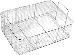 Cesto para fritar batatas fritas reutilizável em aço inoxidável, com filtro e tela para óleo quente, ideal para uso em cozinhas comerciais e de