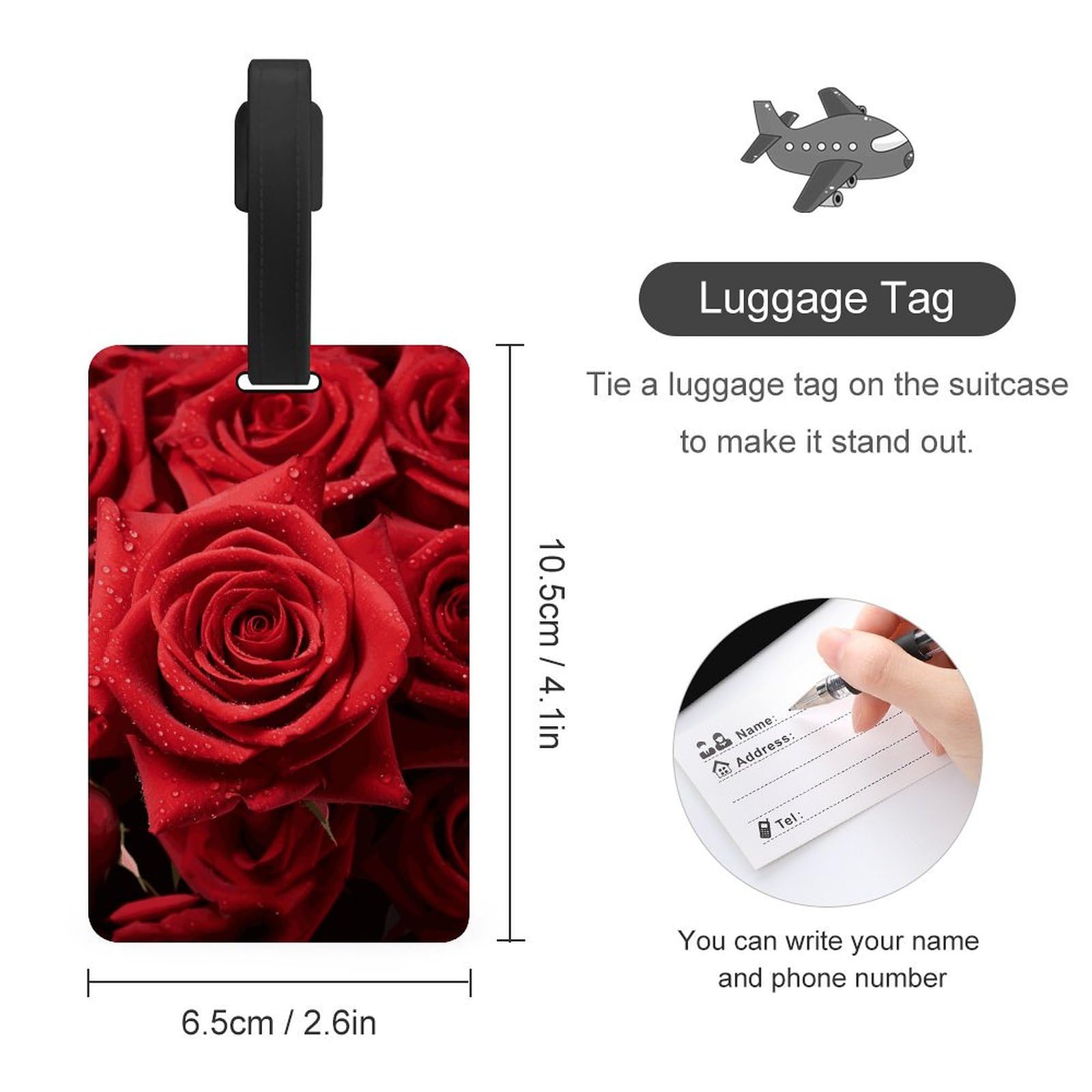 Étiquette De Bagage Rose – PVC 6x10,5 Cm – Pour Valise Homme/Femme