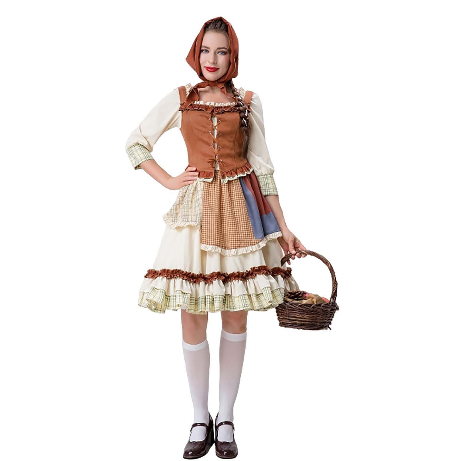 Abito da Cerimonia Donna Dirndl Schwarz Vestito Bavarese per Oktoberfest Abito Oktoberfest per Lungo al Ginocchio con Grembiule e Camicetta 3 Pezzi Elegante Abbigliamento Dress Feste