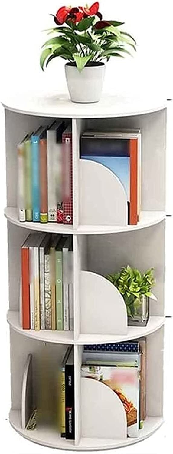Bücherregal, Weiß 360° rotierendes Bücherregal, kreatives Bücherregal oder Filmbücher