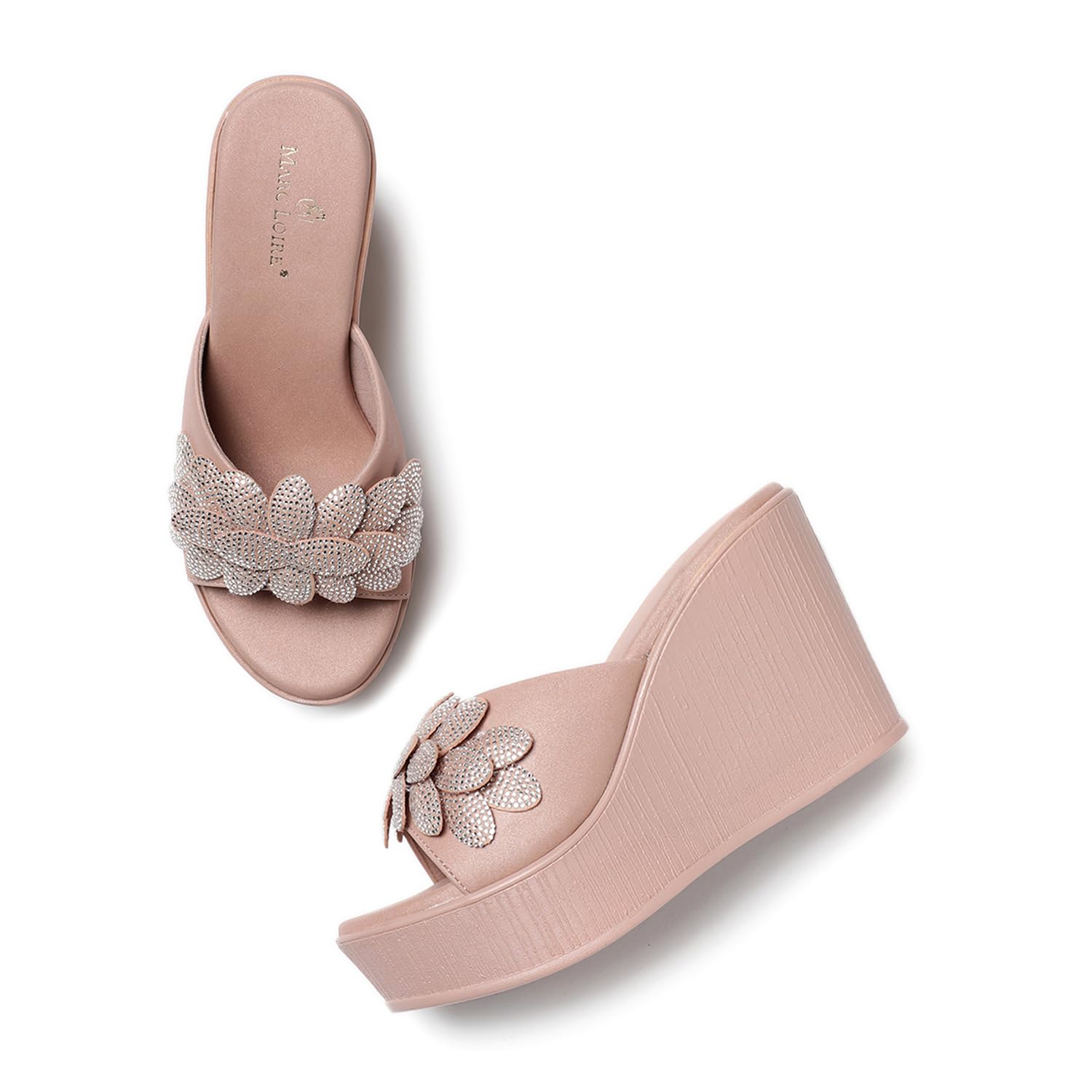Marc Loire Womens Embellished Slip-On Platform Heel Sandal for All Occasion (Nude, 3) (B0D4J14HDX) Amazon Price History, Amazon Price Tracker