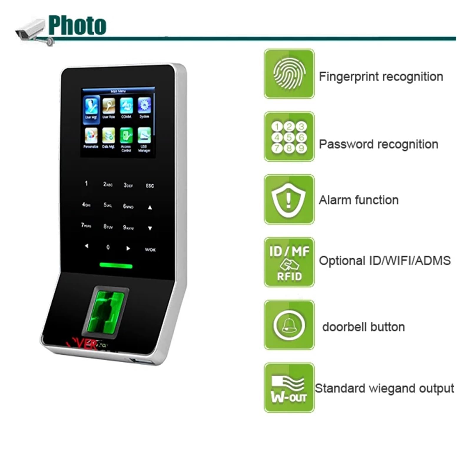 de Control de Acceso de puerta biométrico con huella dactilar, WIFI, USB, pantalla a Color, tiempo de asistencia, lector de tarjetas RFID opcional Conexión rápida(BASIC WIFI)