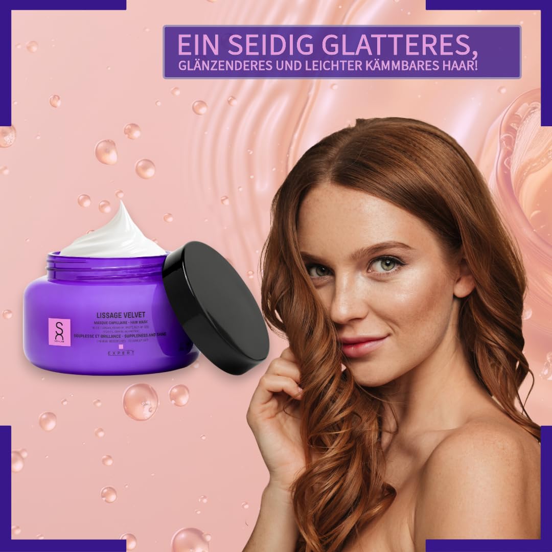 Expert Lissage Velvet Maska do włosów – Z olejem arganowym, keratyną i białkiem jedwabiu – Dla łatwych do rozczesania, jedwabistych i błyszczących włosów 500 ml