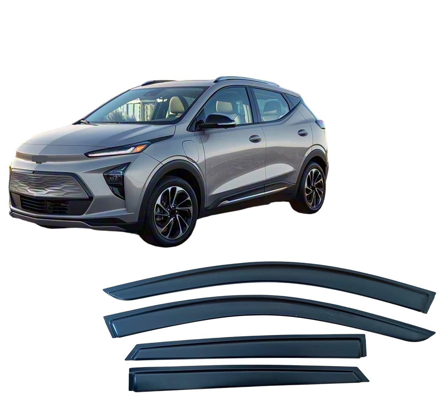 Liufangfc Normal Wind Deflectors For Chevrolet Bolt Euv 2020-2024 – 4Pc Tape-On Smoked Visors, Weatherproof, Anti-Salt/Snow, Low-Noise