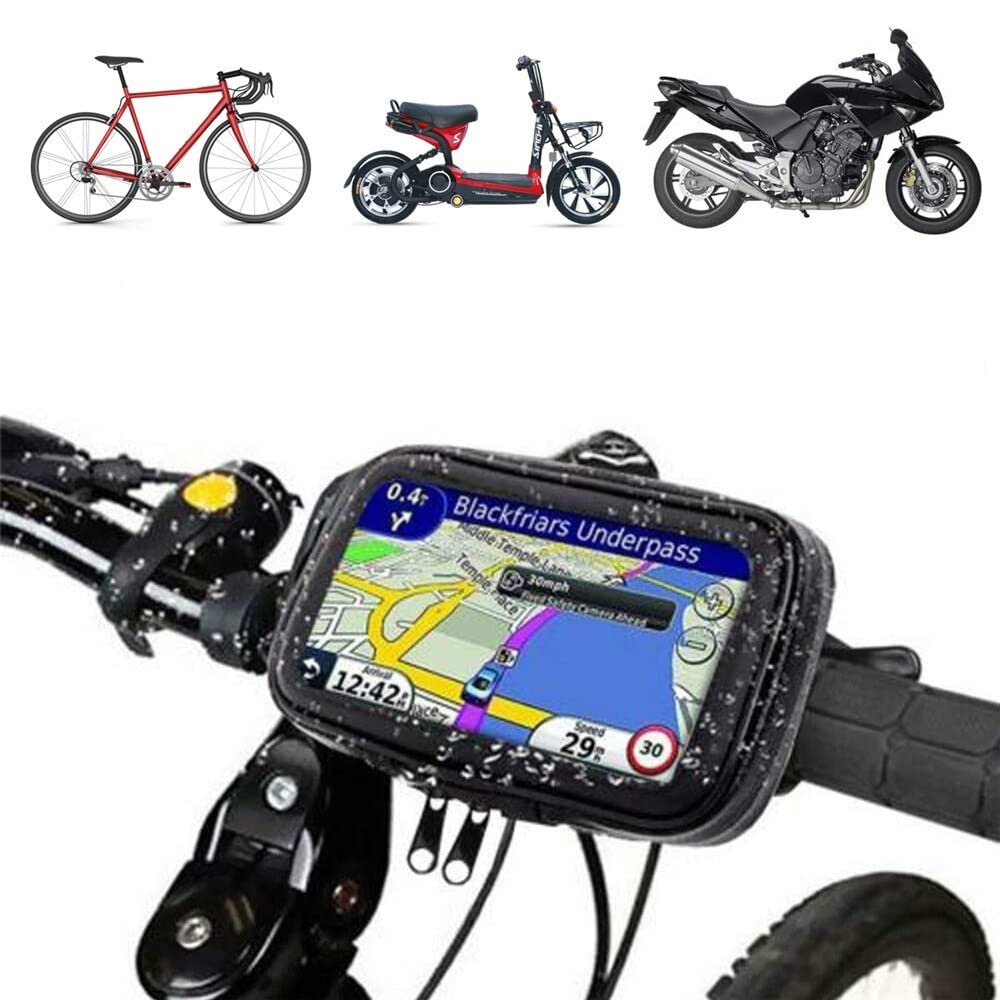 Retoo Sacoche de vélo pour Moto - Étanche - pour vélo/Moto - Support de téléphone Portable pour Guidon - Réglable à 360 ° - Noir