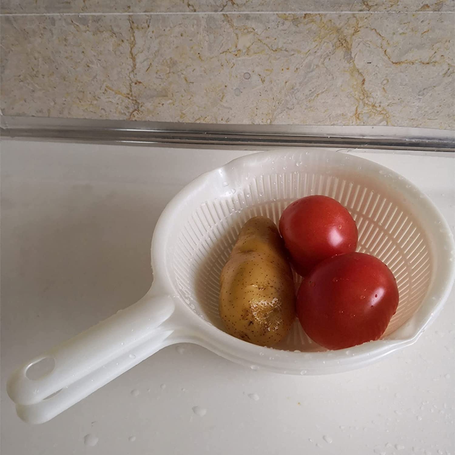Colador, colador colador, colador colador cesta, colador fregadero colador cesta de drenaje colador de plástico con asa cocina doble capa cesta de drenaje de verduras 2 piezas conjunto de ensalada mix