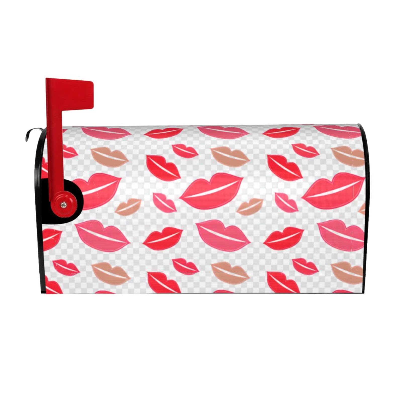 Lips Print Mailbox Cover Wraps Post Letter Box Cover Decor For Outside Garden Yard Farmhouse Home