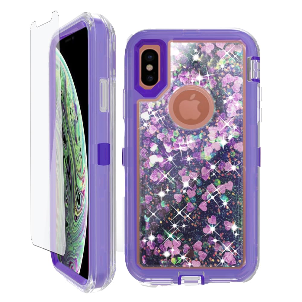 Coque iPhone Xs Max paillettes liquide Asuwish avec protection écran