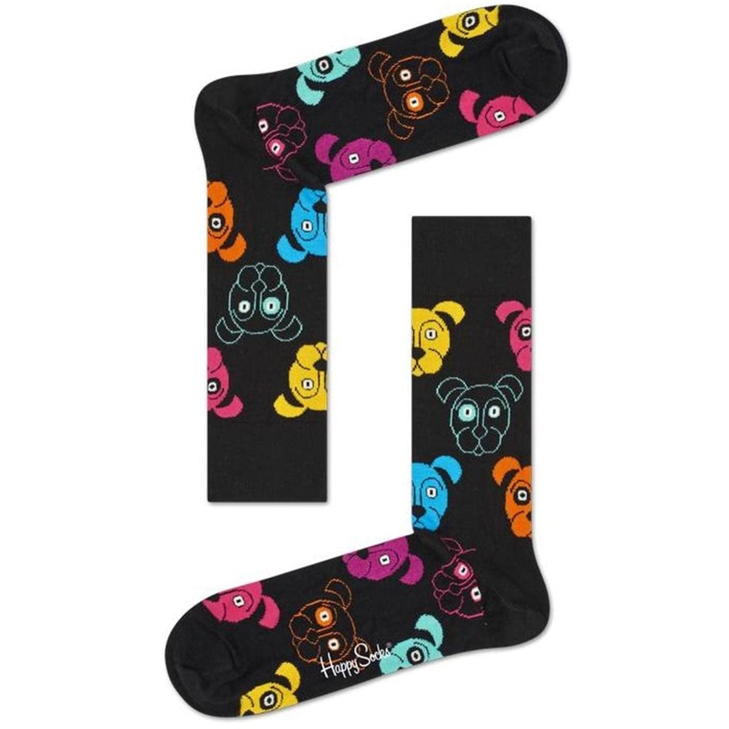 Happy Socks Dog Print Socks - 41-46, BLACK