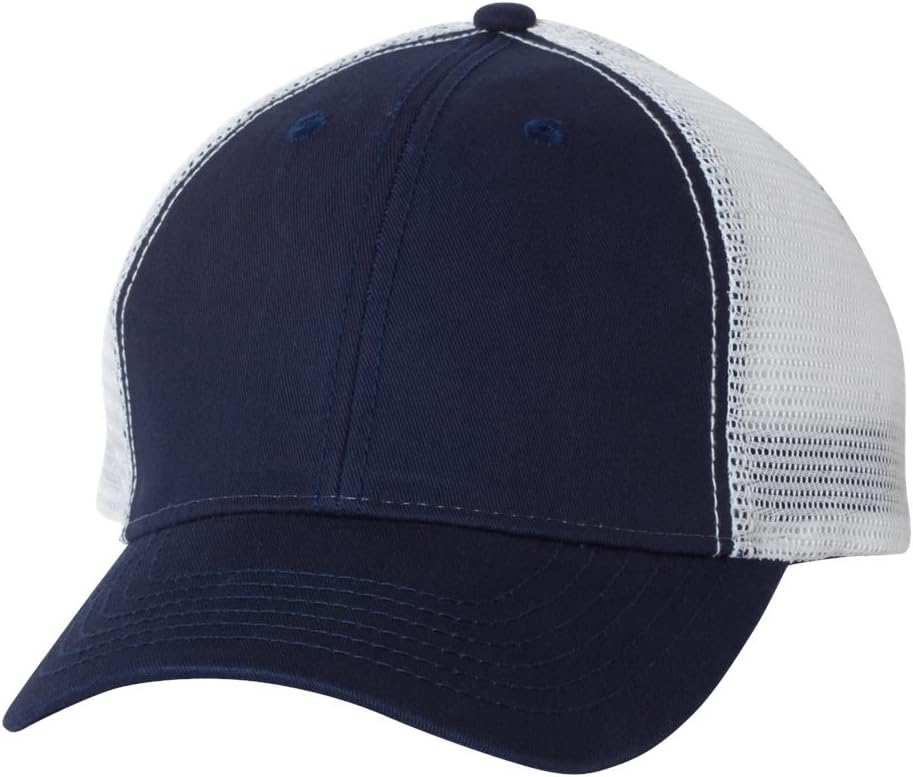 The Duke'' Washed Trucker Cap Adjustable Navy/ White
