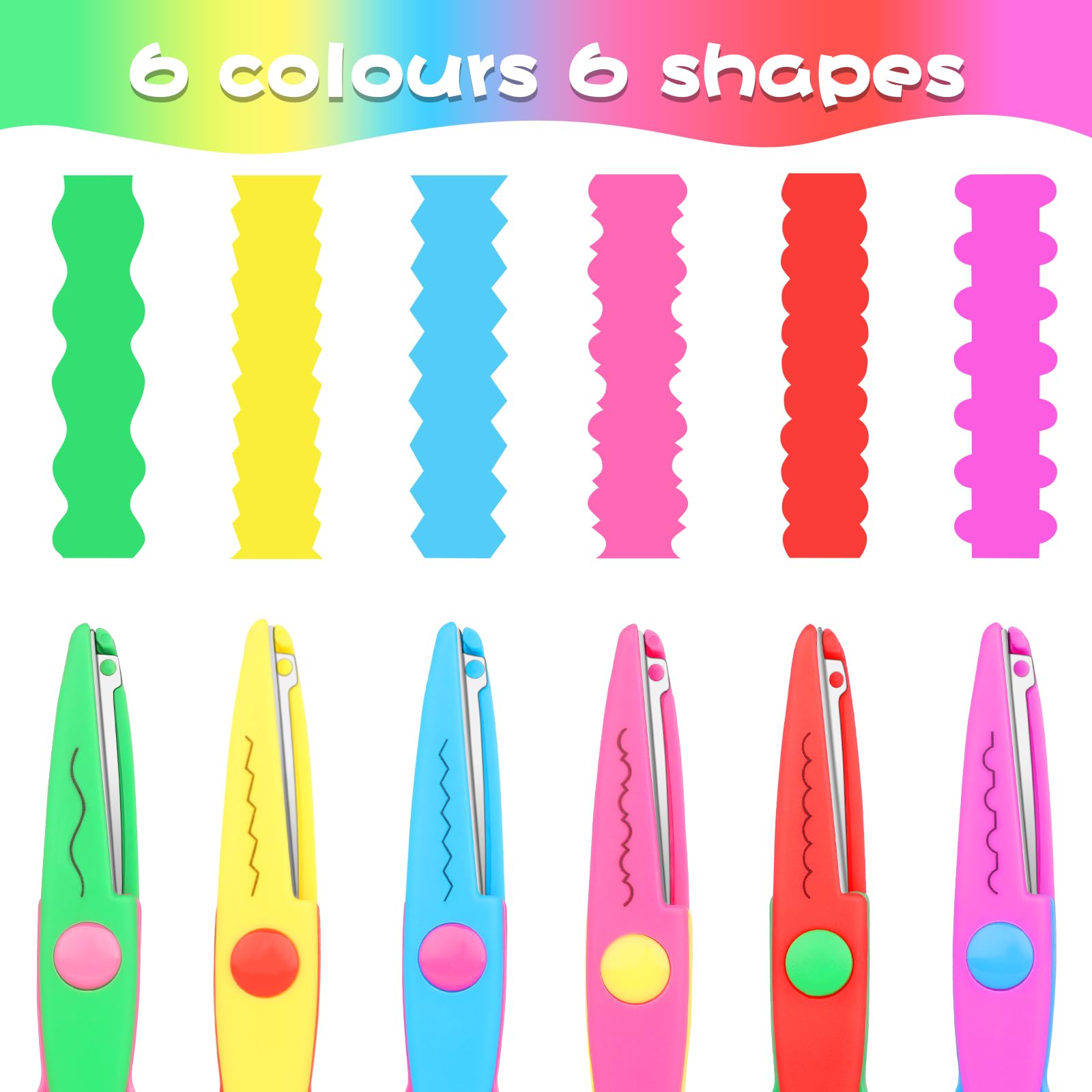 Tijeras para manualidades para niños, juego de 6 piezas, coloridas y seguras, varios diseños seguros para que los niños lo usen, Zig
