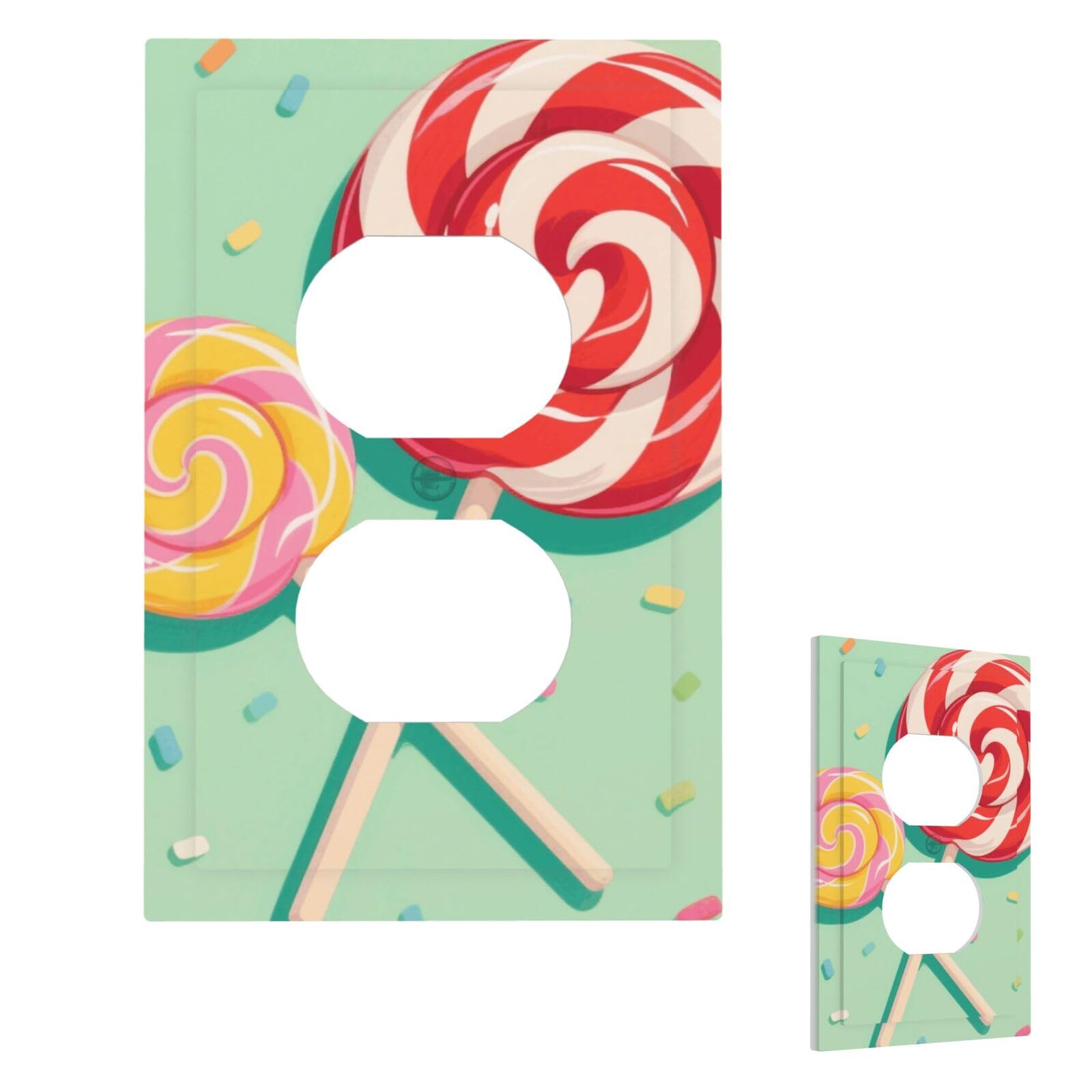 Fekiloot Duplex Lollipop Wall Plate Cover Modern Decorative 1 Gang Light Switch Cover Unbreakable Receptacle Outlet Covers For Living Room Bedroom Home Decor