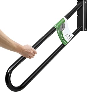 Besino Handrails for Outdoor Steps, Jamb Mount, 32 Inch, U-Shape, Handrail Wall Mounted for 1-3 Step Stairs, Wrought Iron ...