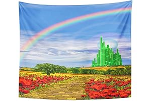 Emvency Tapestry Fields Musical Yellow Brick Road Backdrop Leading Into Emerald Wizard...