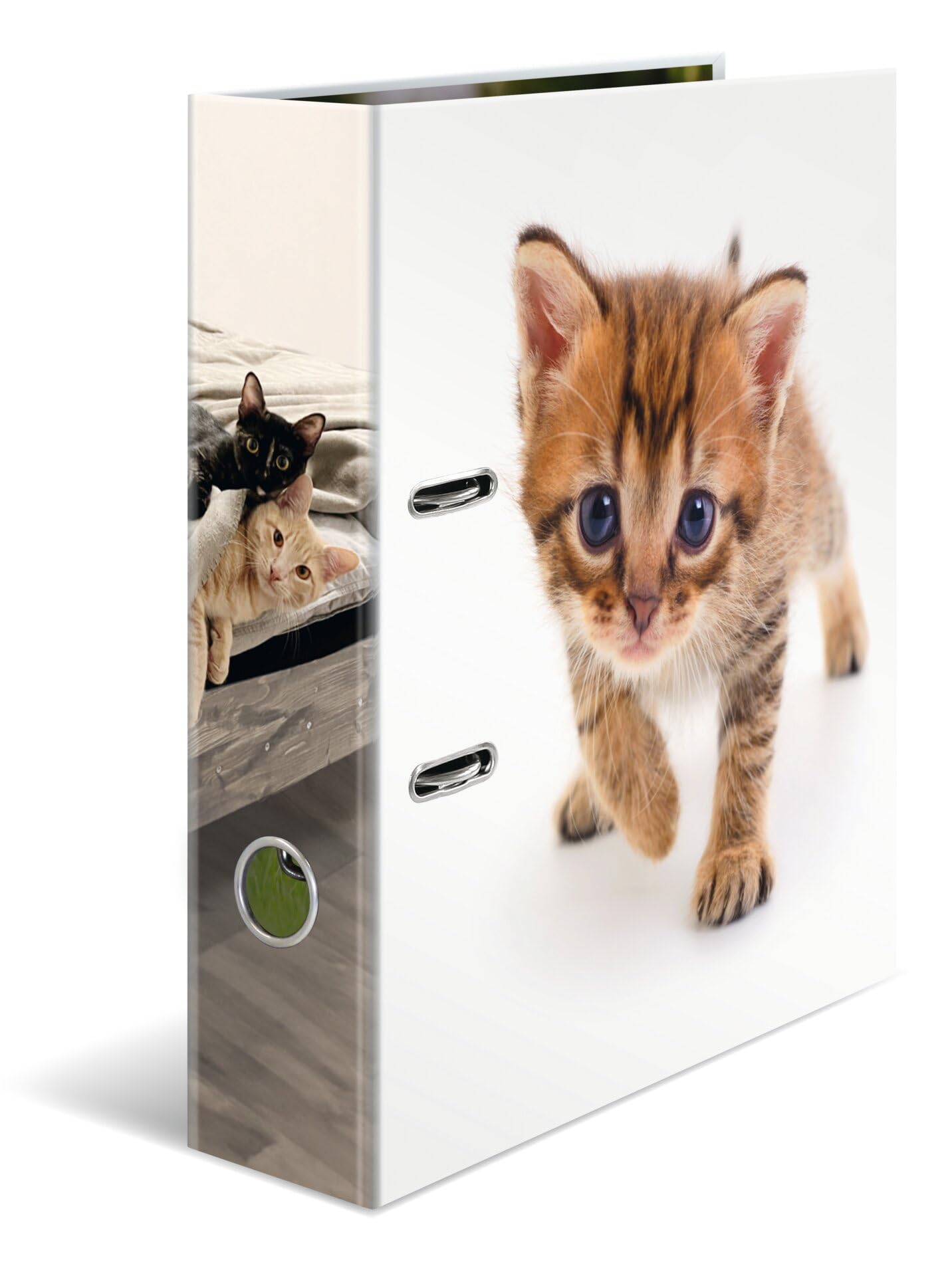 Herma Folder A4 Cat, 7 cm Wide, Children's Ring Binder with Animal Motif, Colourful Lever Arch File with Inner Print for Boys and Girls