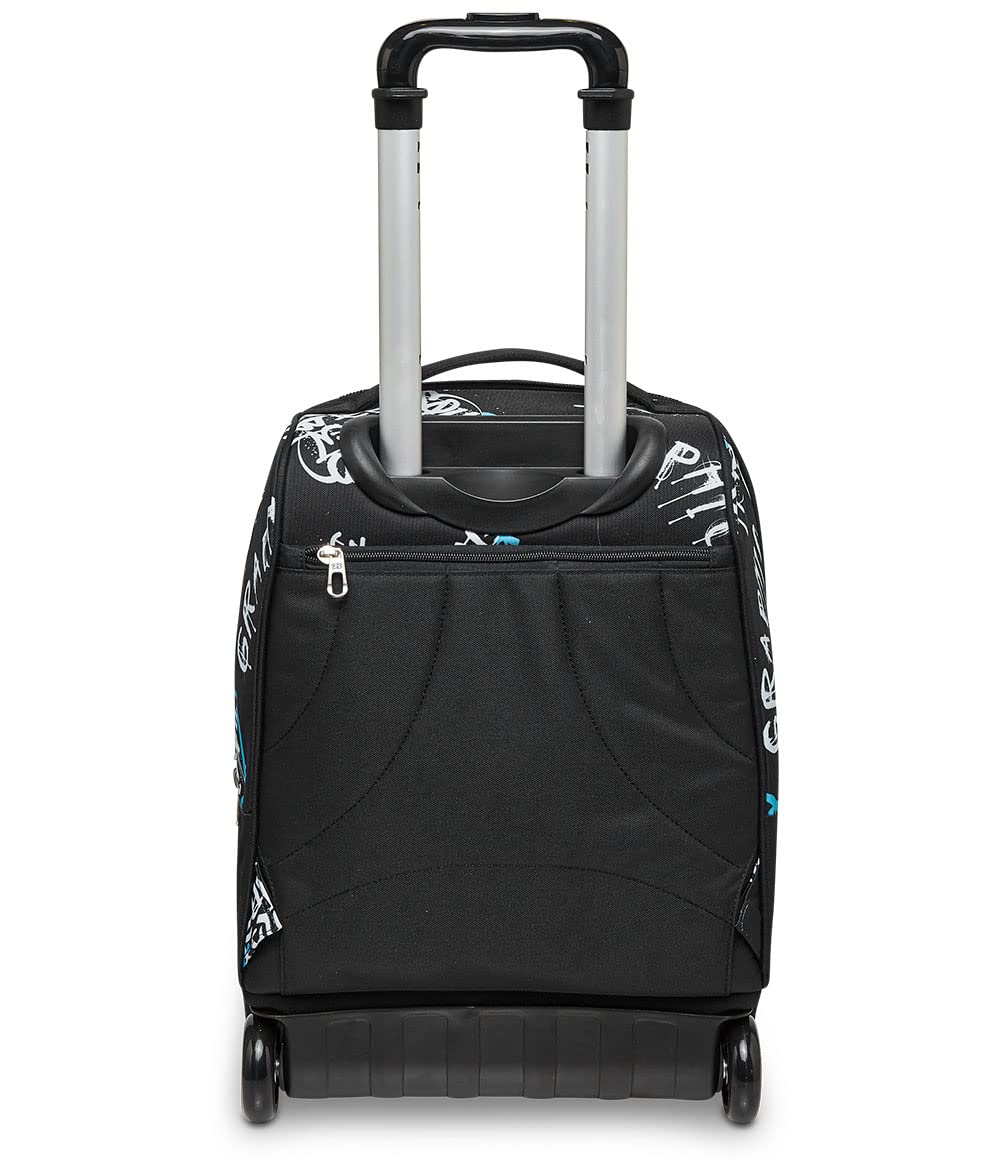 Trolley Seven, Abstract graffiti boy, Nero, 2 in 1 Zaino con Cross-Over System, Scuola & Viaggio