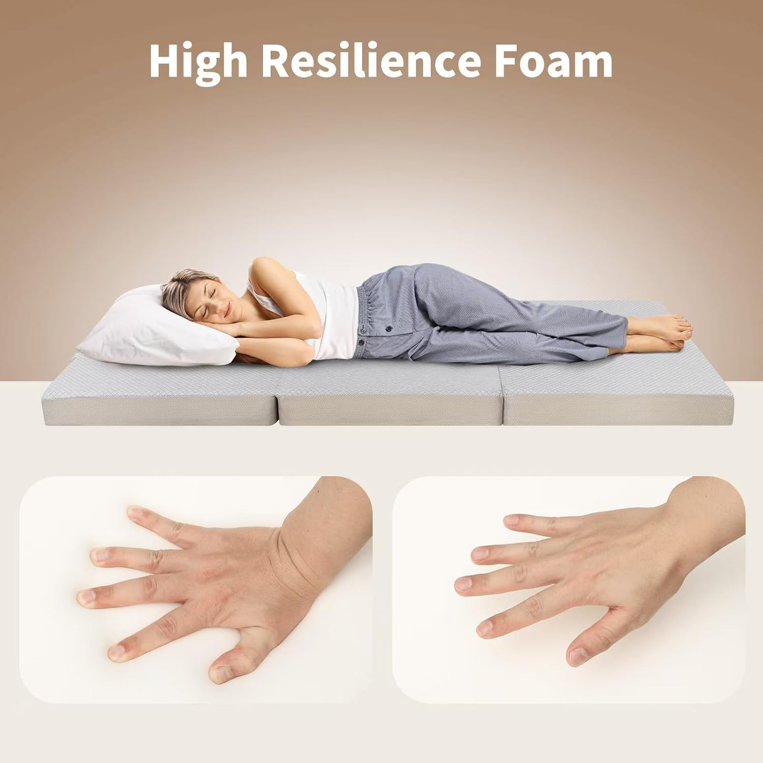 Gwydre Tri-fold Memory Foam Mattress, Mattress Portable Floor Bed with Washable Cover, Collapsible for Travel & Camping & Yoga (190x135x15) image 4