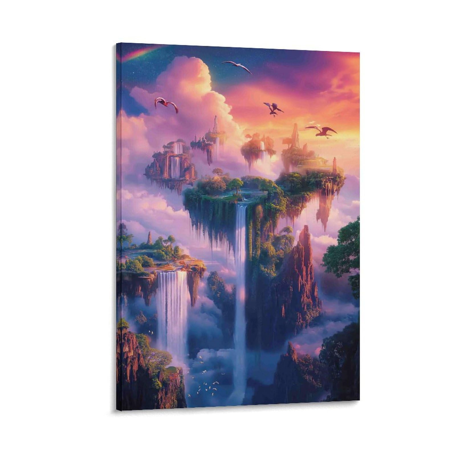 DHBANEIOK Fantasy Floating Islands Wall Decor Poster Giclee Canvas Prints Modern Wall Art Picture Wall Hanging for Office Gym Living Room Decor 24x36inch(60x90cm)