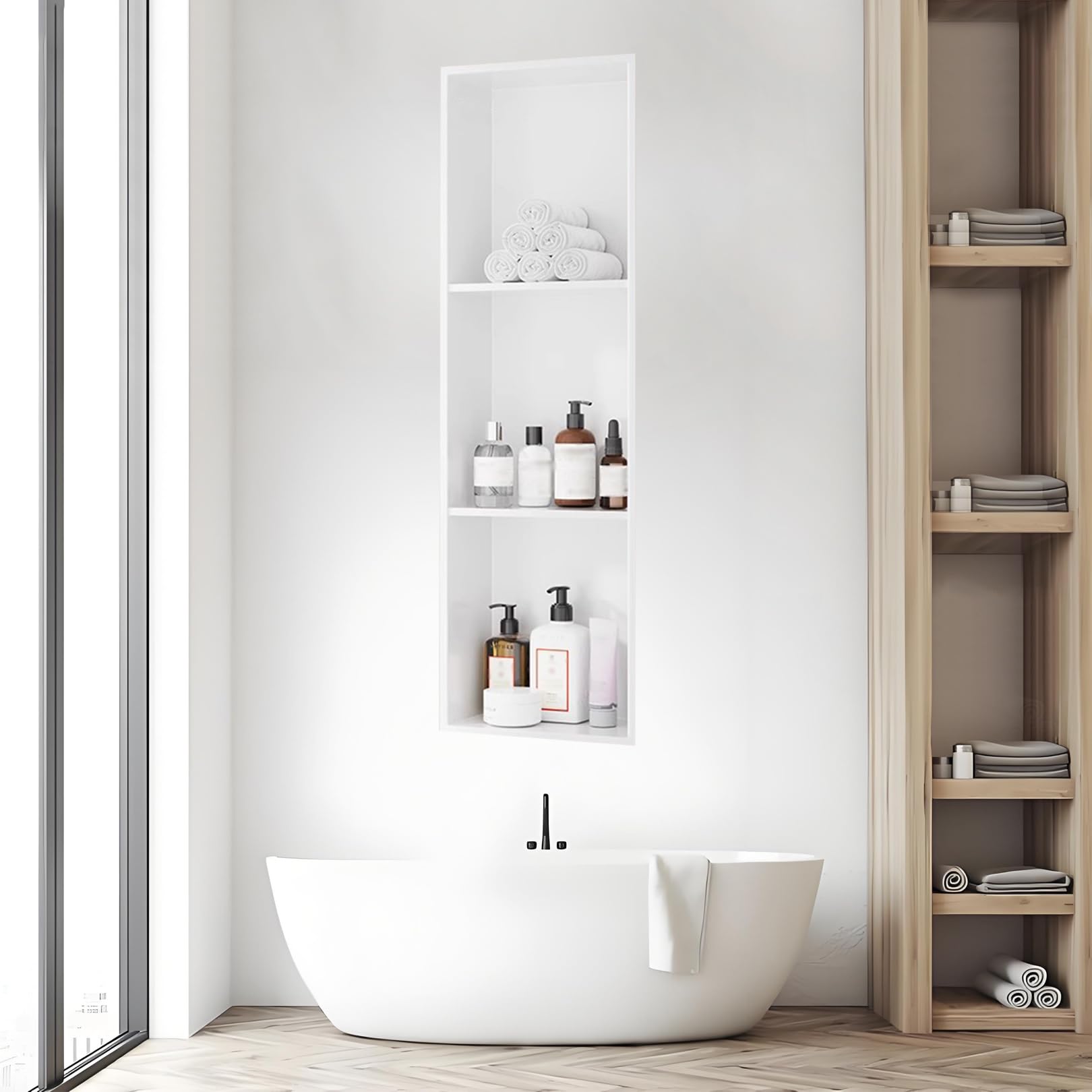 Mensola da doccia in acciaio inox, impermeabile, da incasso, per ambienti umidi, facile installazione per la casa e il rinnovamento del bagno, design durevole ed elegante