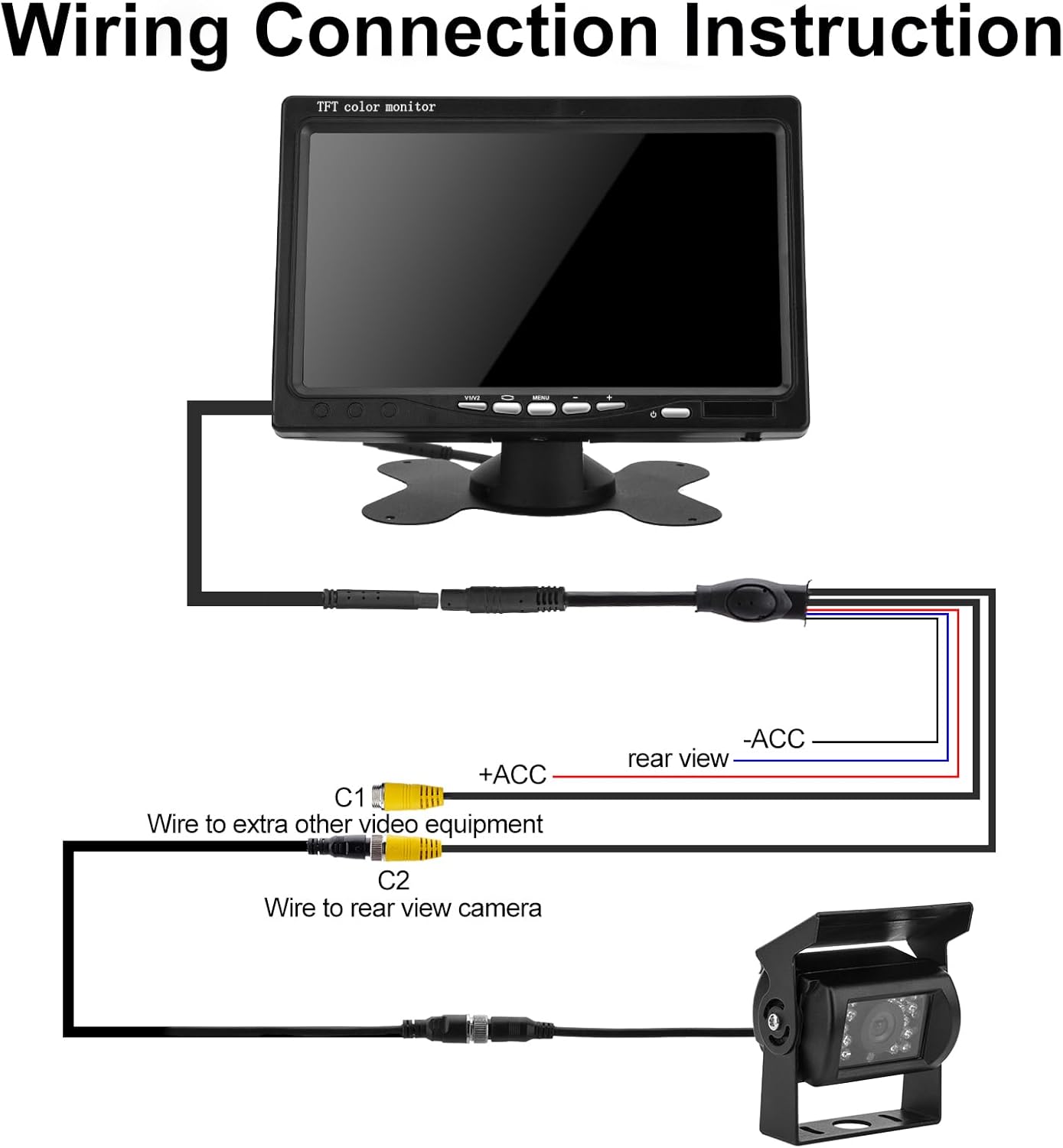 CICMOD Backup Camera for Truck RV Trailer Camper Van Waterproof 12V 24V Rear View Camera System with 7 Inch Monitor