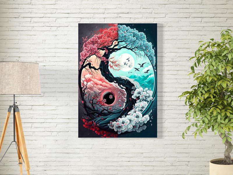 bpaYin and Yang Lunar eclipse Wall Art for Decoration easy to hang, 40x60cm, 1Pcs