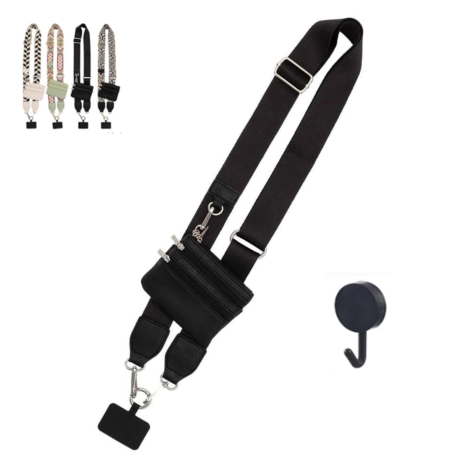 OYXYIGOUCL Clip and Go Strap for Phone with Wallet Crossbody,Phone Strap with Zipper Pouch and Adjustable Chain