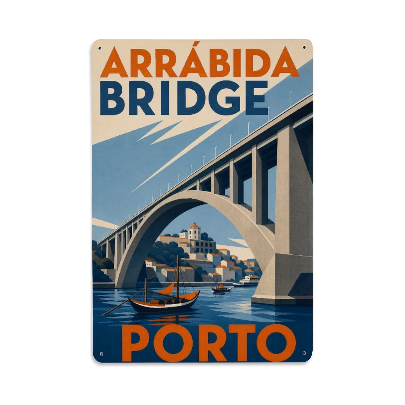 Yrnq 08X12inch Vintage Style Vintage Arrabida Bridge Concrete Span Portugal Metal Tin Sign