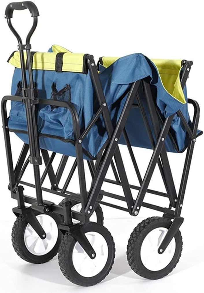Portable Camping Cart,Outdoor Folding Utility Wagon Camping Wagon Heavy Duty Garden Cart Portable Utility Trolley Adjustable Handle Load 60kg / 132lbs