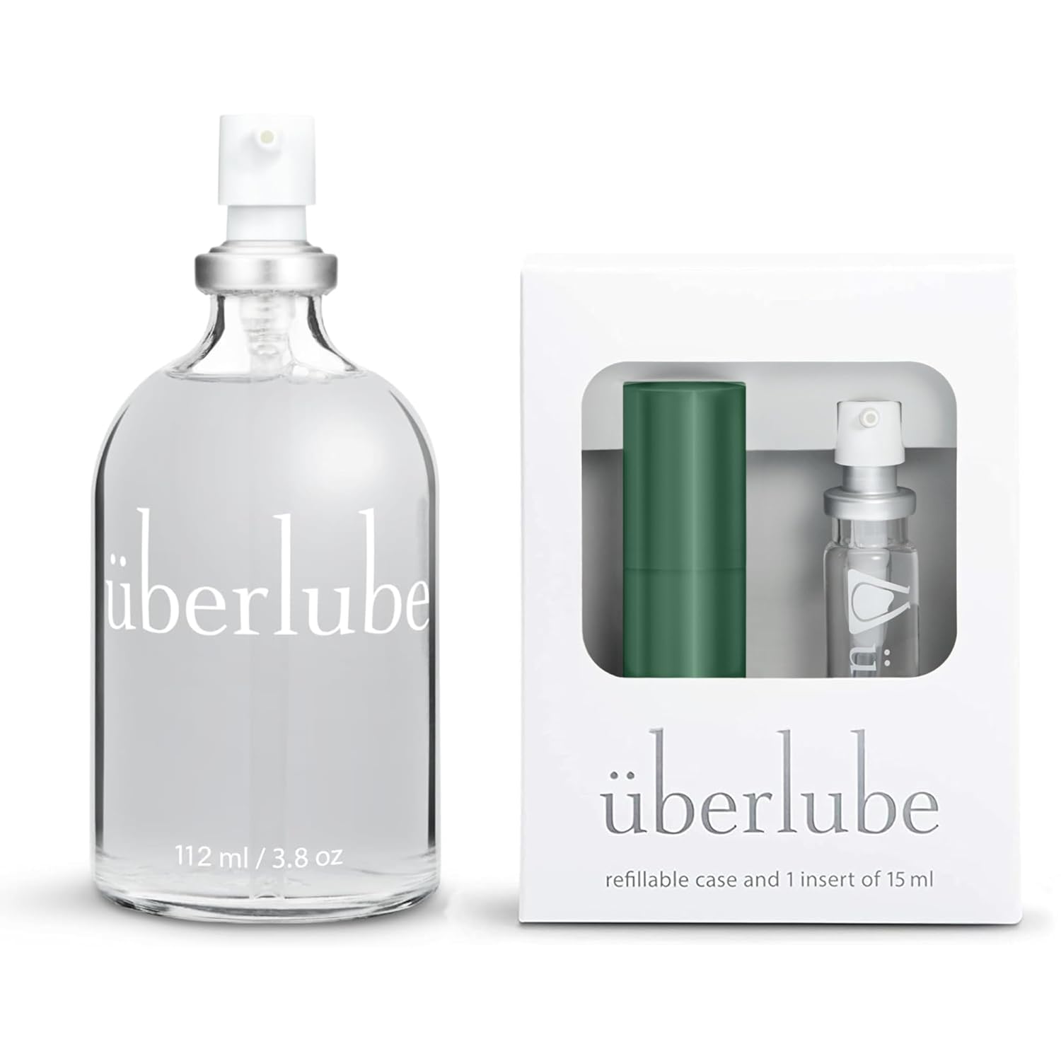 Kit de Lubrificante Uberlube para Casa e Viagem - Conjunto Green Velvet Chaise + 112ml de Lubrificante de Silicone, Sem Fragrância e Sabor, Funciona Submerso - 112ml + Kit Green Velvet Chaise