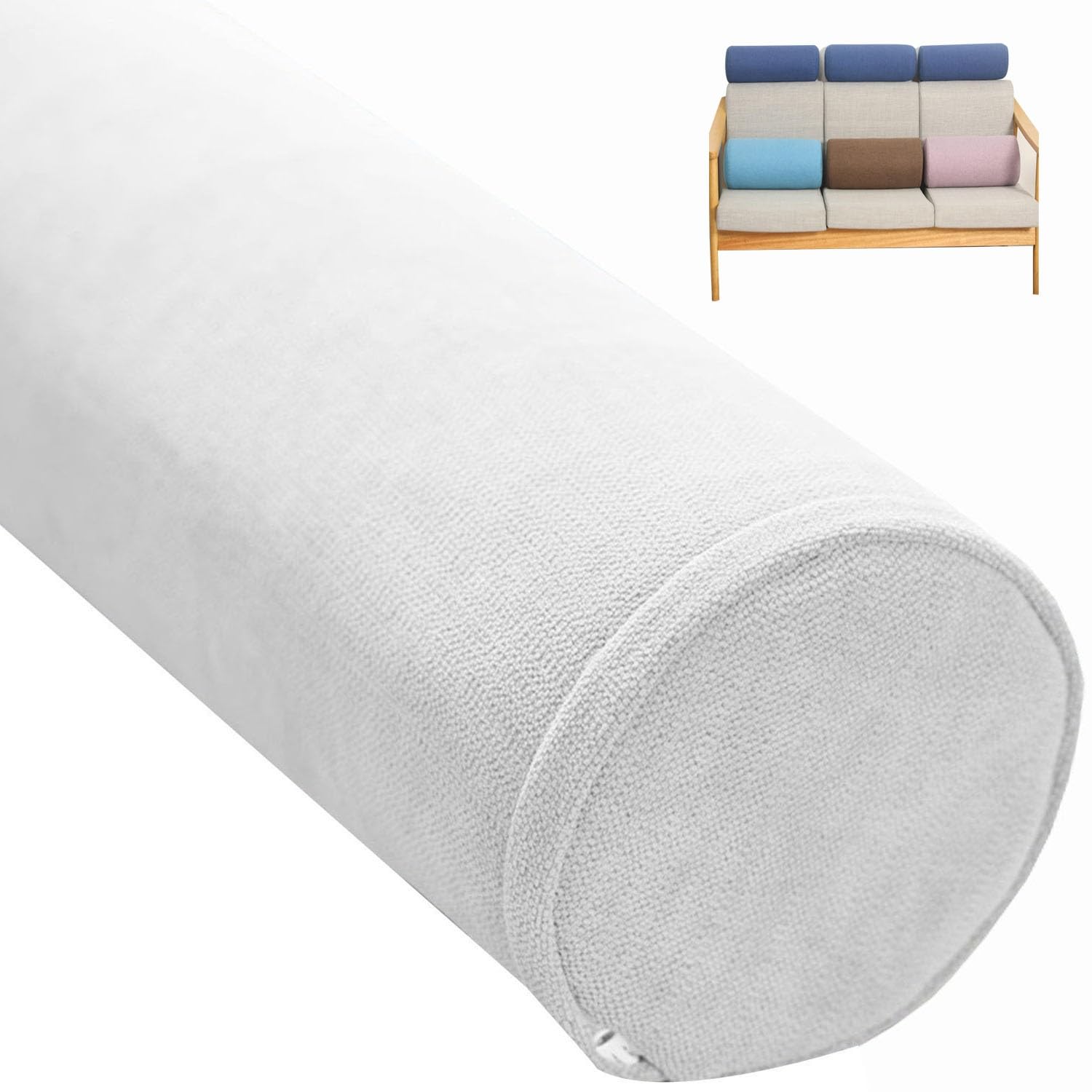 Zylinder-Yoga-Kissen, abnehmbares Nackenstützkissen für Schlaf, Auto, Sofa, Bett, lange Nackenrolle für Halswirbelentlastung und Entspannung, ideal für Yoga und Komfort, 15 x 60 cm